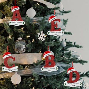 Personalized A-Z Letter Ornaments for Christmas Tree 2025 Custom Christmas Ornament with Name 3D Resin Xmas Hanging Pendant Original Gifts for Family Friends