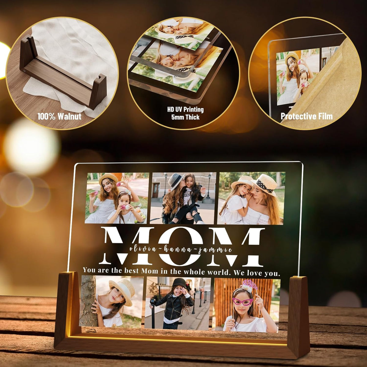Best Mom In The World Personalized Mothers Day Picture Frame for Mom, Custom Gifts for Mother's Day from Daughter Son Kids, Customized Photos Gifts for Wife from Husband, Best Mom Ever Gifts