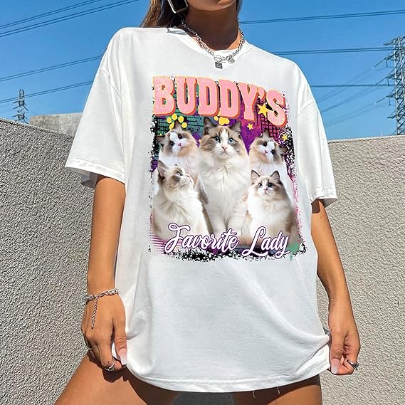 Custom Shirts Custom Bootleg Rap Shirt for Him Custom Face Shirt with Photo Pet Custom Tees Gift for Dog Cat Lovers Birthday Gift For Dog Mom Cat Mom