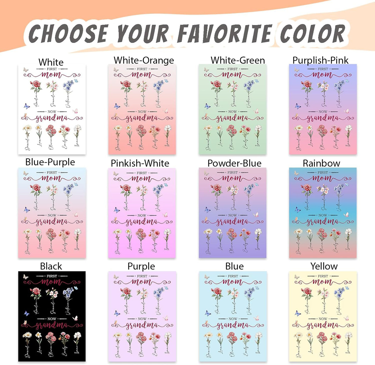 Personalized Birth Month Flower Wood Plaque with Stand, Custom Grandma Gift from Grandkids, Mother's Day, Birthday, Christmas, Family Keepsake, Home D cor Gifts for Gigi Nana GreatGrandma