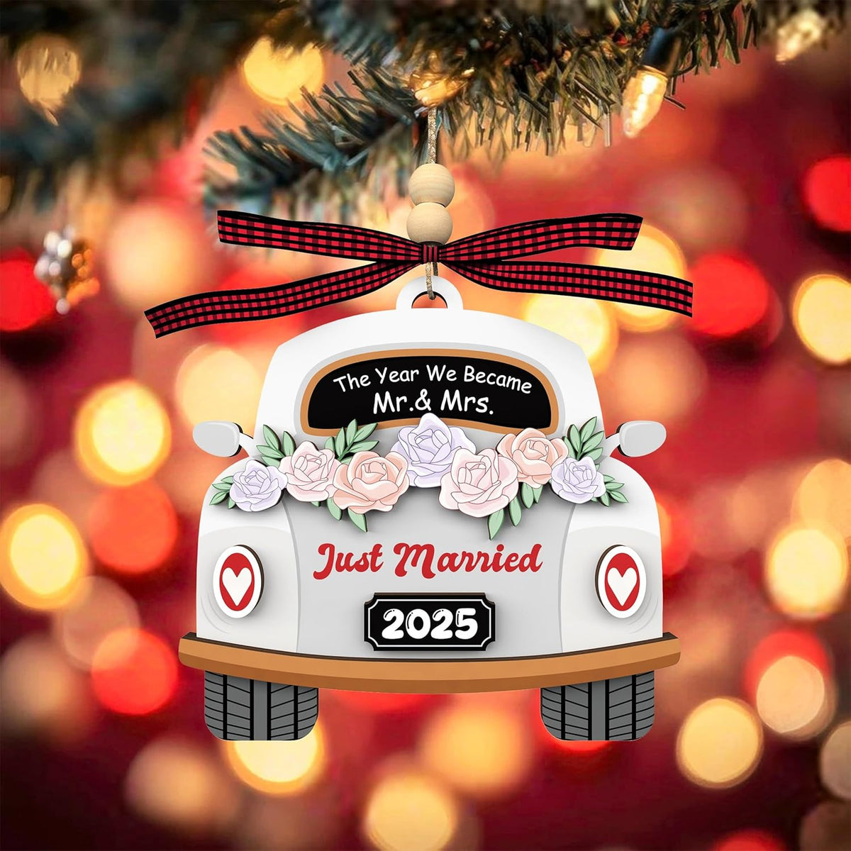 Wedding Gifts for Couples 2025 - Wood Hanging Ornament for Bride & Groom, Mr & Mrs - Wedding Decor Newlywed Gift, Bridal Shower Present for Married Couples