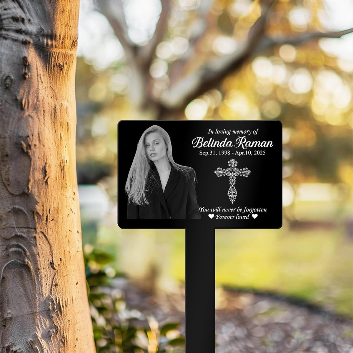 Personalized Memorial Garden Stake - Planted in Memory of Sympathy Gift for Loss of Loved One - Custom Outdoor Plaque with Photo, Name & Dates - Remembrance Garden & Grave Marker