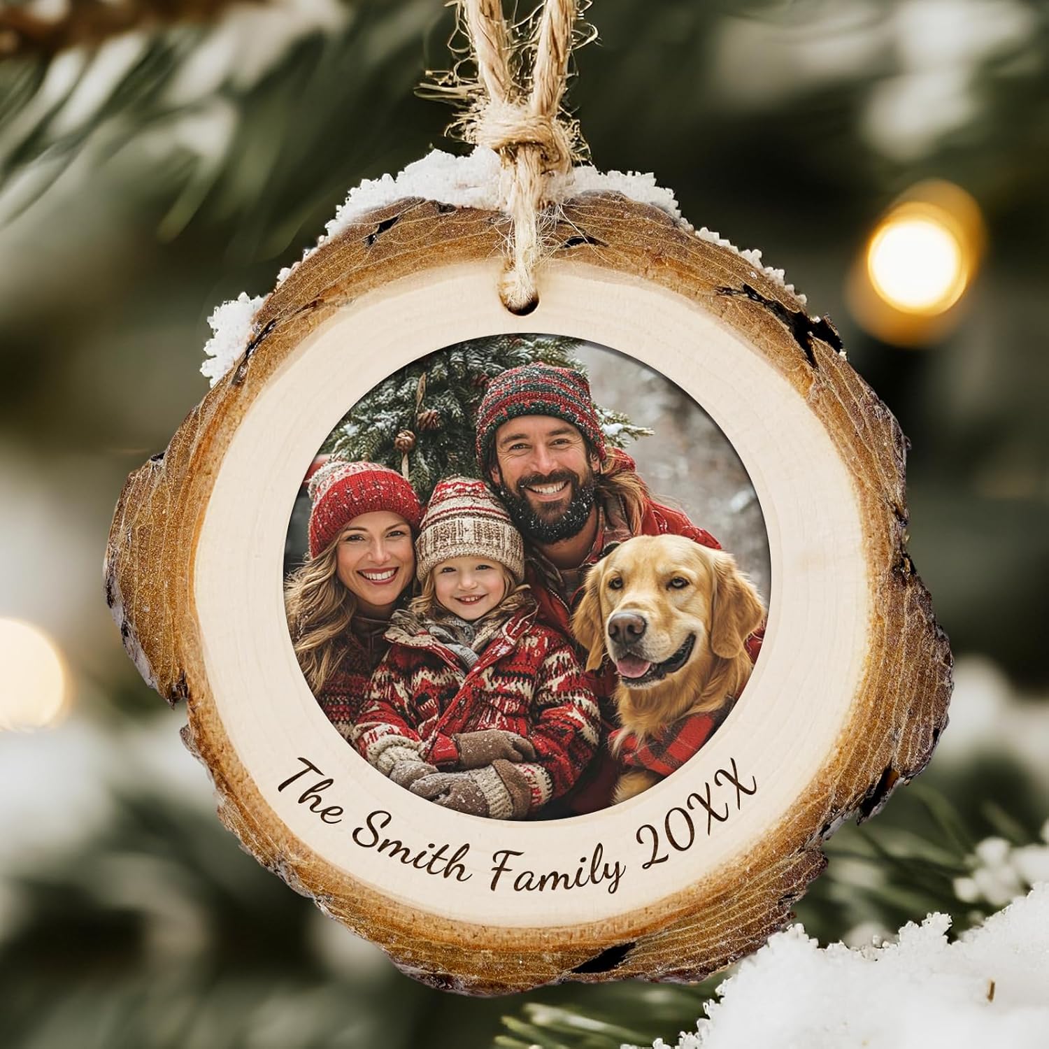 Personalized Christmas Ornaments with Photo - Custom Wooden Family Picture Christmas Ornament 2025 for Christmas Tree, Perfect Keepsake Gift for Family, Dad, Mom, Him, Her, Couple, Kids