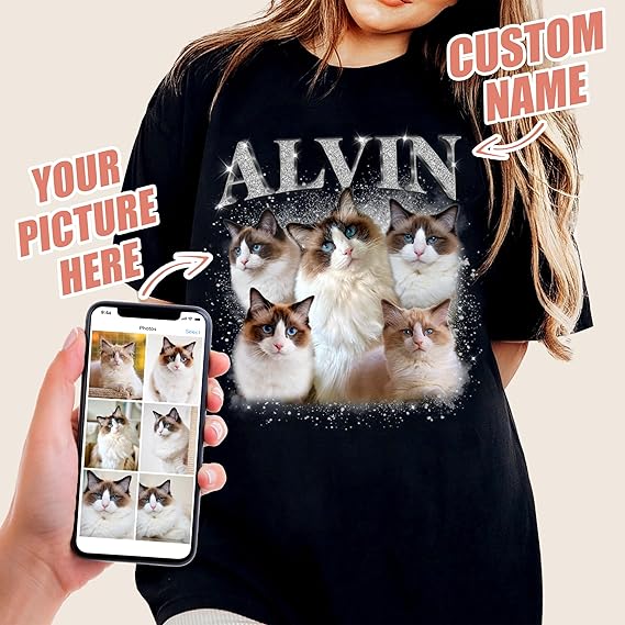 Custom Shirts Custom Bootleg Rap Shirt for Him Custom Face Shirt with Photo Pet Custom Tees Gift for Dog Cat Lover