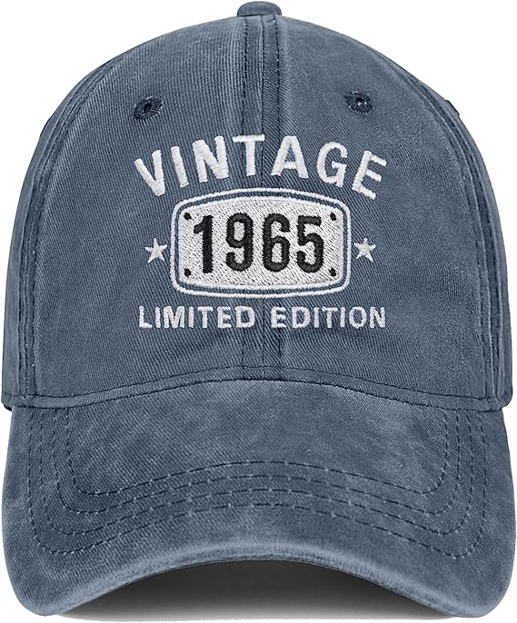 60th Birthday Gifts for Men Women Hats Vintage 1966 Blue Baseball Cap Personalized Embroidery cap for Grandpa