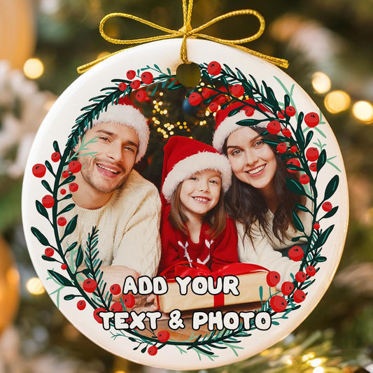 Personalized Christmas Ornaments 2025 Custom Photo Picture Text Ornament Customized Ceramic Xmas Tree Decorations for Kids Couples Family Dogs