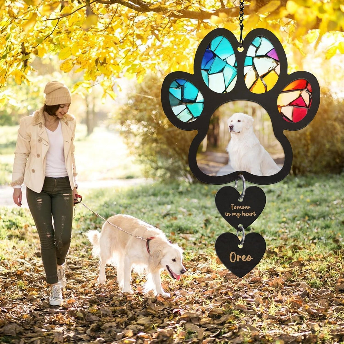 Personalized Dog Memorial Suncatcher with Photo, SunCatcher Gift for Someone Who Lost a Dog, Dog Remembrance Stained Glass, Sympathy Gift for Loss of Fur Baby, Pet Day, Christmas