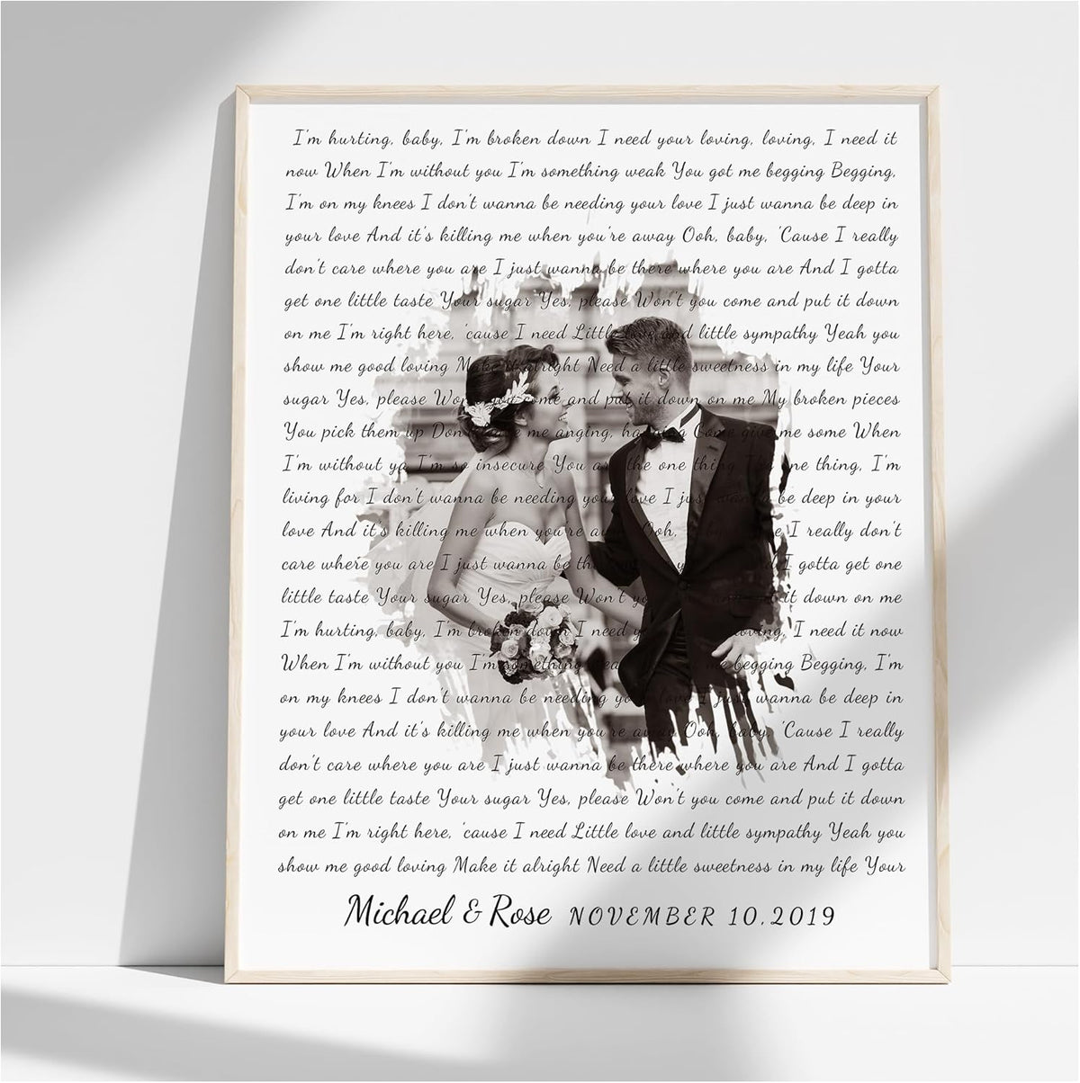 Personalized Music Lyrics Song Canvas Heart in Heart Names Date Upload Photo on Prints Anniversary for Her,Wedding,Birthday,Engagement,Wall Decor