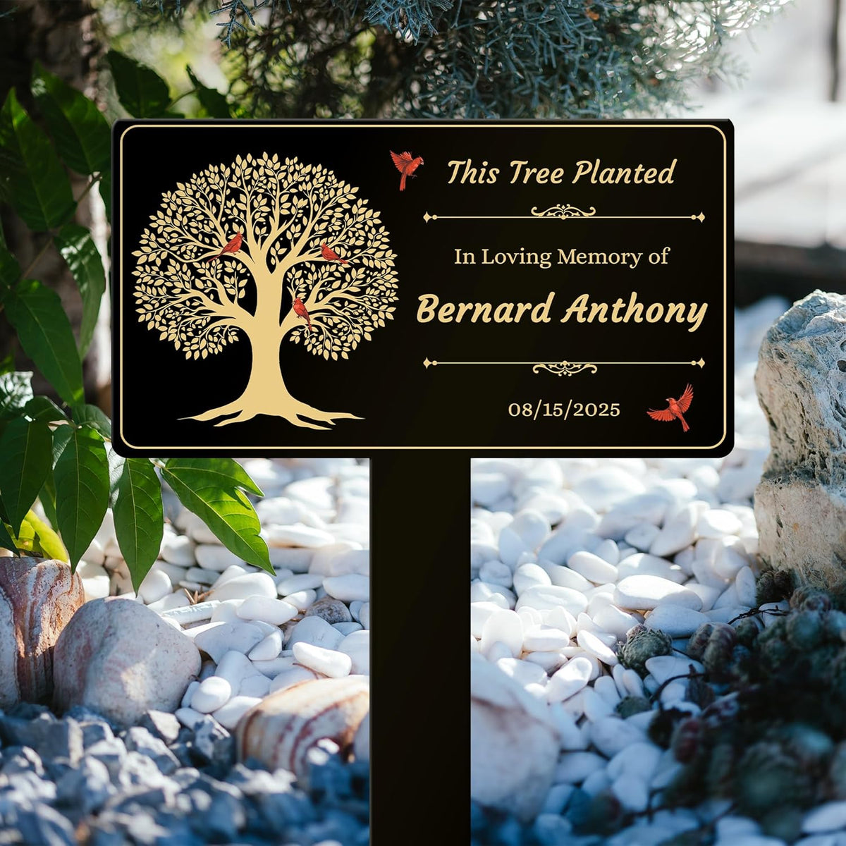 Custom Memorial Tree Sign with Stake, In Loving Memory of Loved Ones Grave Marker, Memorial Plaques for Outdoors, Remembrance Plaque Tree Memorial Garden Stake