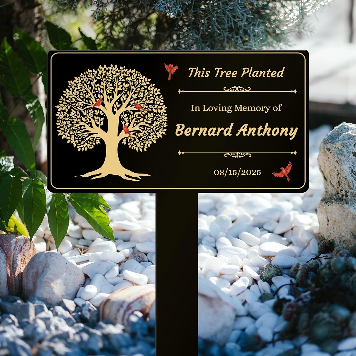 Custom Memorial Tree Sign with Stake, In Loving Memory of Loved Ones Grave Marker, Memorial Plaques for Outdoors, Remembrance Plaque Tree Memorial Garden Stake