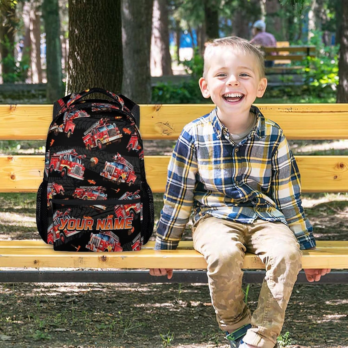 Toddler Boy Backpack - Personalized Fire Truck Backpacks with Name for Kids - Custom Toddler Bookbag for Son - Durable School Bag for Kindergarten/Preschool/Elementary