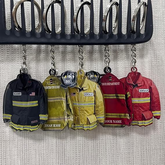 Personalized Firefighter Keychain Custom Firefighter Gifts for Men Acrylic Keychain with Iamge Name Number
