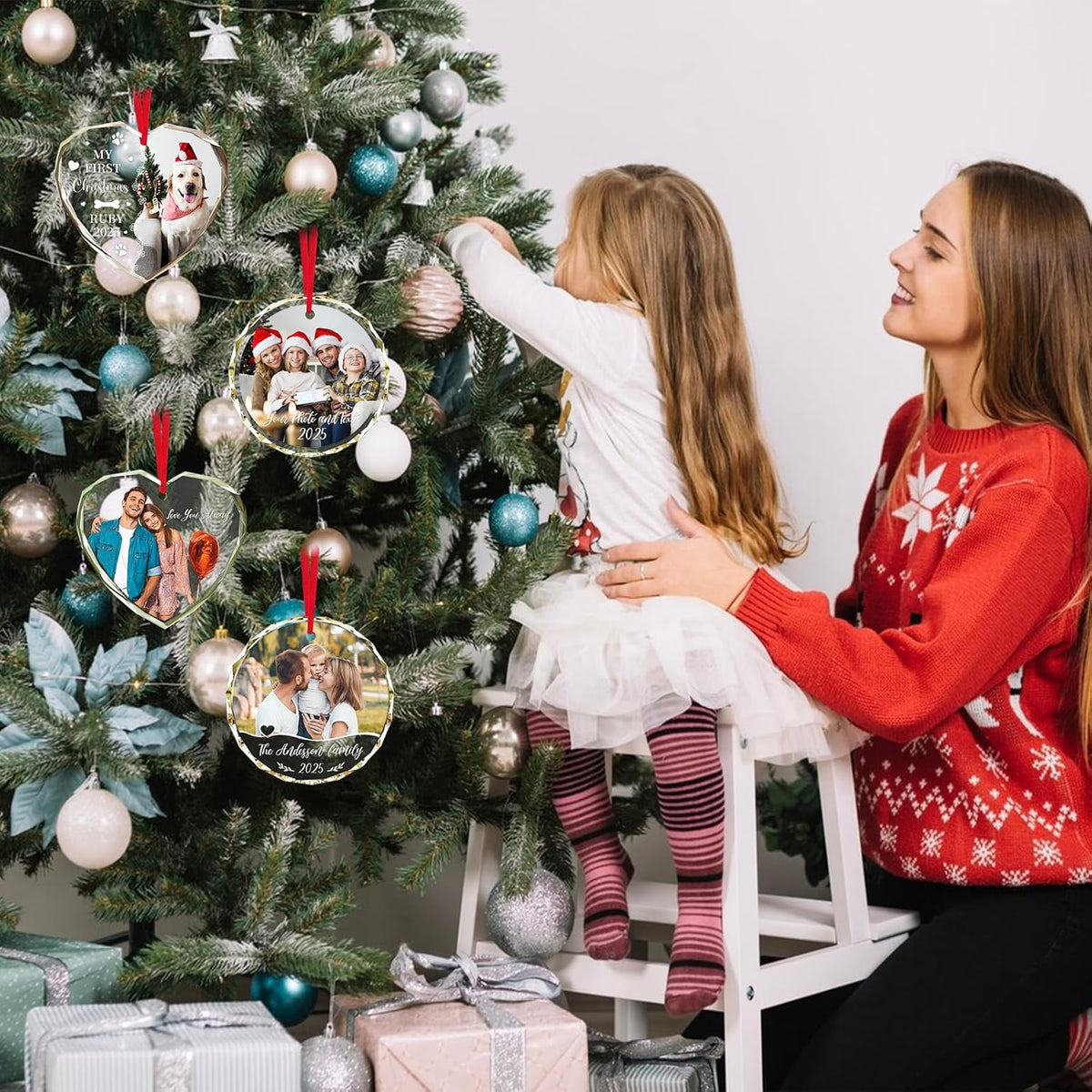 Personalized Crystal Christmas Ornaments with Photo,Custom Christmas Ornament,Wedding Gifts for Couples,Bridal Shower Gifts for Bride