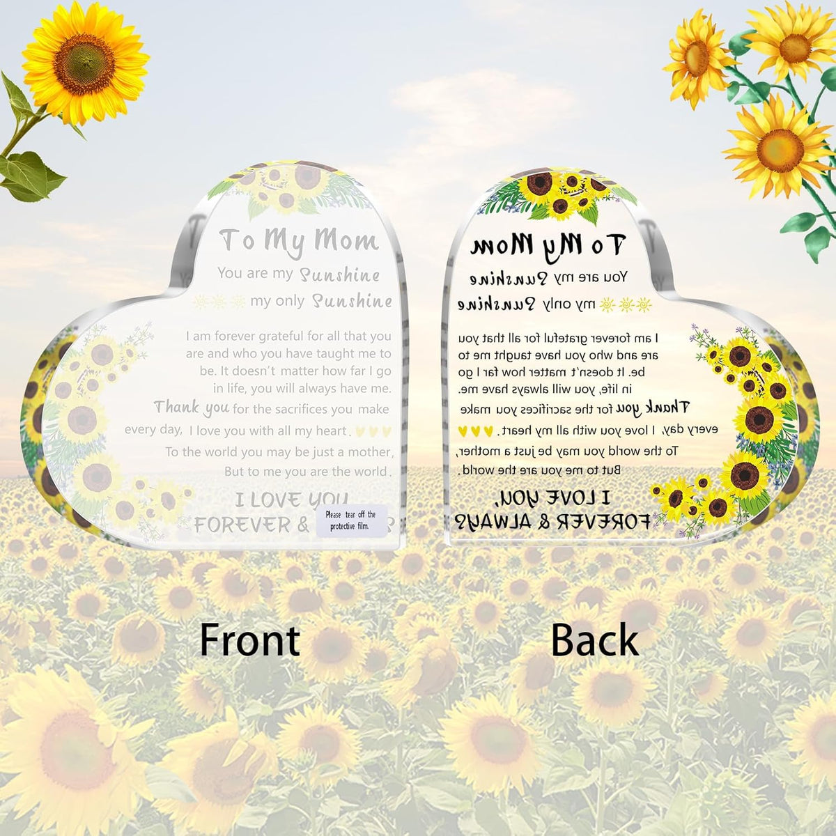 Mothers Day Mom Gifts for Mom from Daughter Son, Delicate Heart Plaque, Birthday Sign Present Idea, First Mothers Day Christmas Stocking Stuffers Birthday Acrylic Gifts for Mama Stepmom