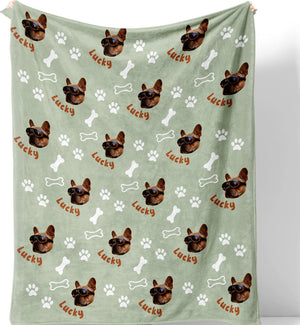Custom Blanket with Pets Pictures & Name Personalized Funny Cat Dog Face Throw Blankets Soft Warm Plush Fleece Customized Blanket for Couch Bed Sofa Gifts for Dog Dad Mom Pet Lovers