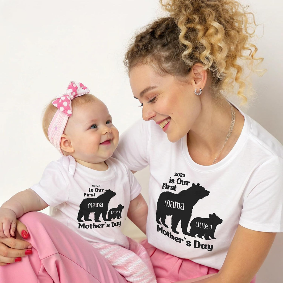 Our 1st Mother's Day Shirt, Mommy and Me Shirts, Matching First Mother's Day Outfits, Customizable with Names and Date, Baby Bodysuit and Mom Shirt Set, Mother's Day Gift Idea