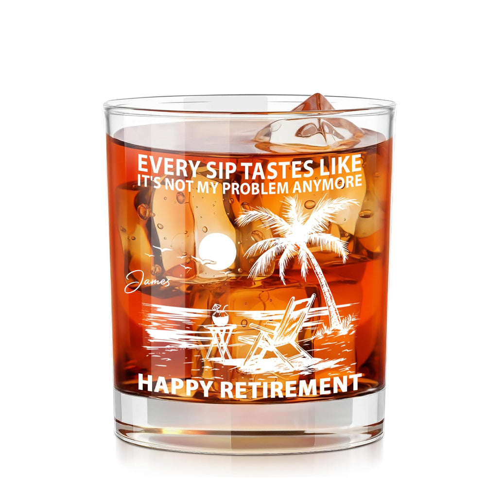 Funny Retirement Gifts for Men Women 2026- 11 oz Engraved Crystal Whiskey Glass - Going Away Goodbye Farewell Gifts for Coworkers Boss, Retirement Gift for Friends Dad Grandpa Woman