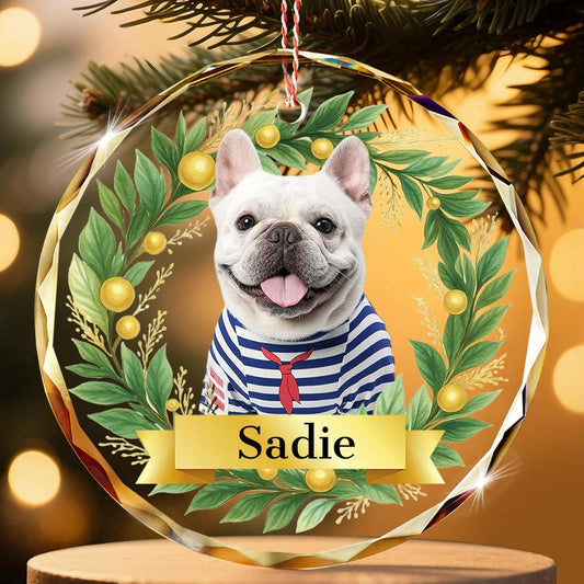 Personalized Crystal Christmas Ornaments with Photo - Custom Dog Ornaments for Christmas Tree, Customized Pet Xmas Ornaments Decorations for Christmas Tree