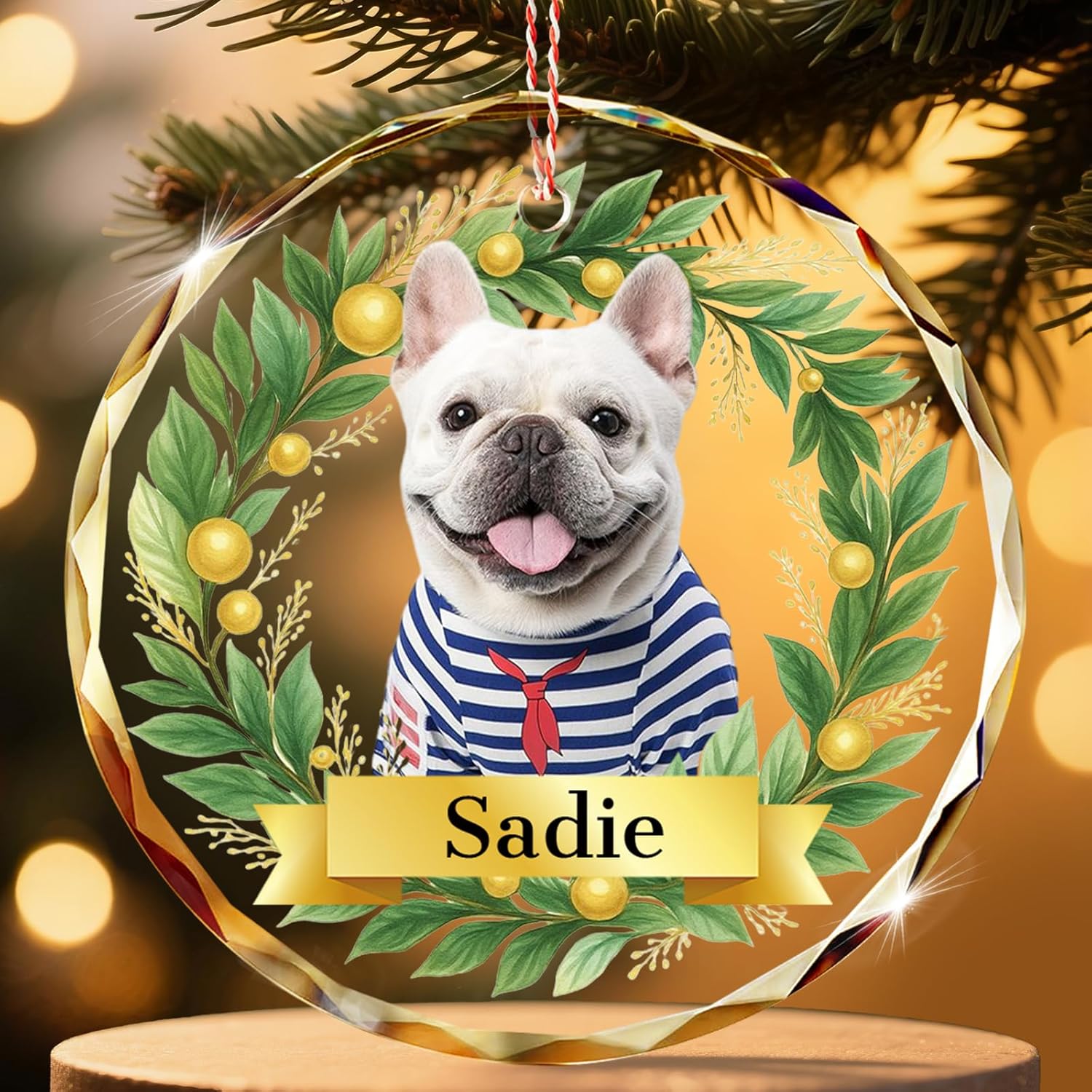 Personalized Crystal Christmas Ornaments with Photo - Custom Dog Ornaments for Christmas Tree, Customized Pet Xmas Ornaments Decorations for Christmas Tree