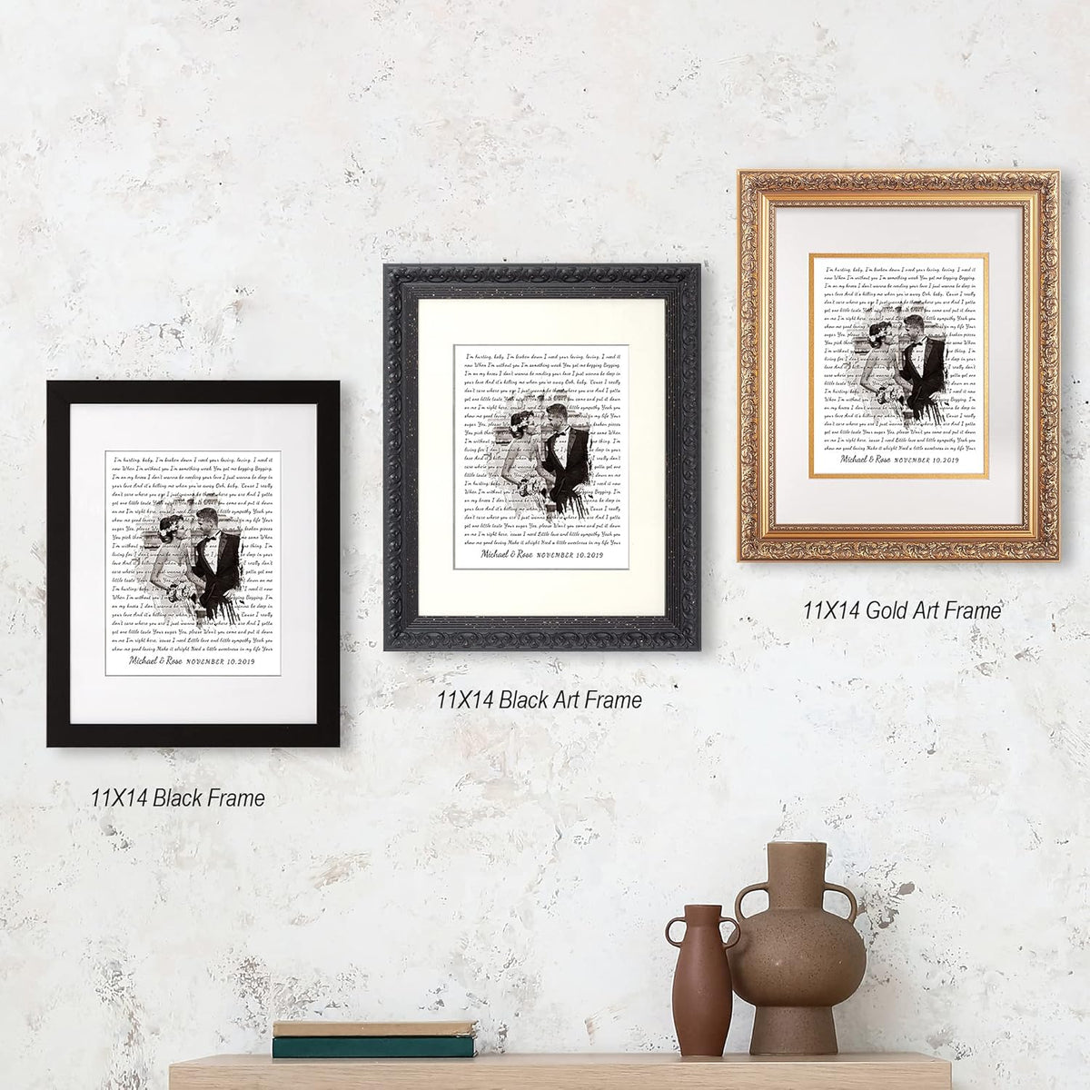 Personalized Music Lyrics Song Canvas Heart in Heart Names Date Upload Photo on Prints Anniversary for Her,Wedding,Birthday,Engagement,Wall Decor