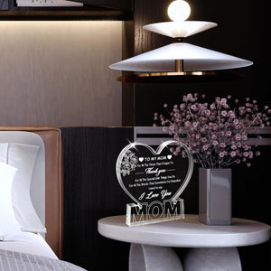 Carnation Acrylic Heart Plaque Mom Present - Thanksgiving, Christmas, Valentine's, Mother's Day & Birthday Gift