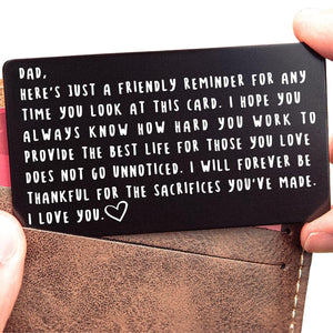 Wallet Card for Dad Birthday, Valentine's, and Father's Day Gift from Son or Daughter, New Dad Keepsake, Best Dad Ever, Meaningful and Unique Gift for Fathers