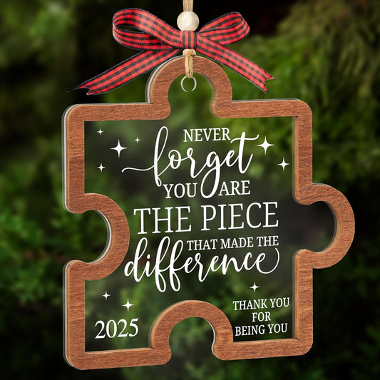Never Forget You are The Piece That Made The Difference Christmas Ornament 2025, New Year Thank You Gifts for Coworkers, Boss, Teacher, Nurse, Appreciation Gifts for Retirement, Farewell