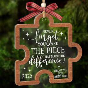 Never Forget You are The Piece That Made The Difference Christmas Ornament 2025, New Year Thank You Gifts for Coworkers, Boss, Teacher, Nurse, Appreciation Gifts for Retirement, Farewell