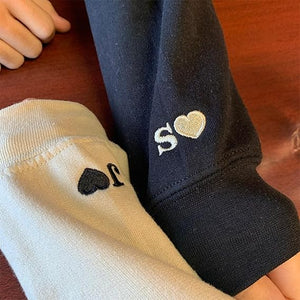 Custom Embroidered Perfect Piece and Roman Numeral Sweatshirt and Hoodie, Custom Name for Couple, Embroidered Custom Aniversary Date and Initial Hearts, Gifts for Him Her, Matching Couples