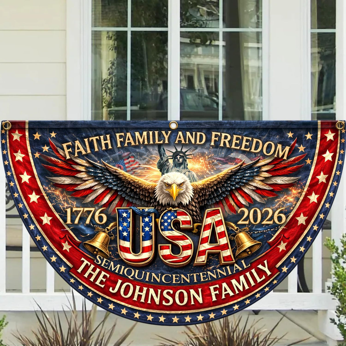 Personalized 250 Years of Freedom Flag, Custom 250 Year American Anniversary Banner with Family Name, 250th American Anniversary Decorations, Patriotic Banner Gifts for Family, Friend