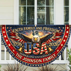 Personalized 250 Years of Freedom Flag, Custom 250 Year American Anniversary Banner with Family Name, 250th American Anniversary Decorations, Patriotic Banner Gifts for Family, Friend