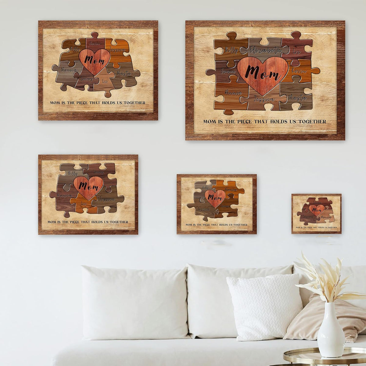 Personalized Mother's Day Gifts for Mom from Son Daughter Husband Customized Puzzle Piece Canvas Prints Unique Birthday Presents for Mom Wall Art Home Decor for Mother Wife Best Mother-in-law
