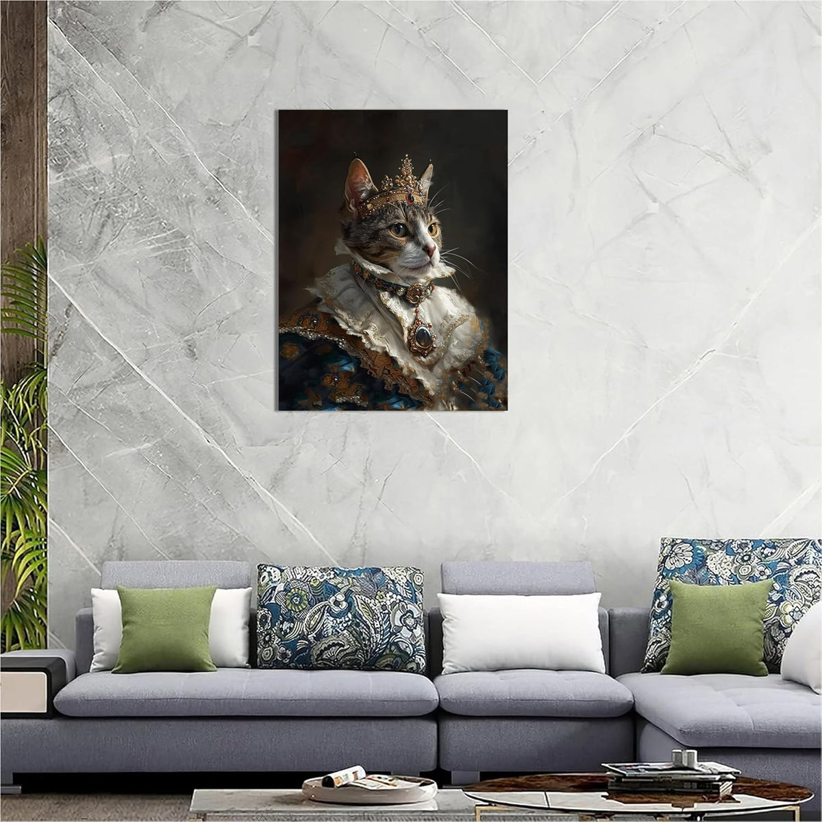 Customized Pet Portrait Canvas of Dog and Cat Renaissance Style, Wall Art Print for Home Decor, Living Room, Bedroom, Home Office