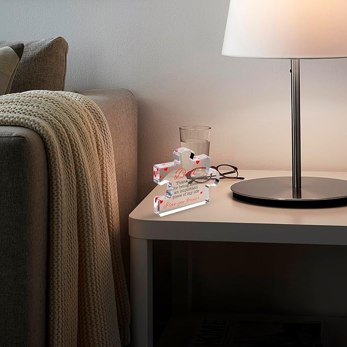 Acrylic Block Puzzle Birthday Gifts for Dad - Cool Dad Presents from Daughter, Son, Mom - Heartwarming Men Birthday Gift, Ideas