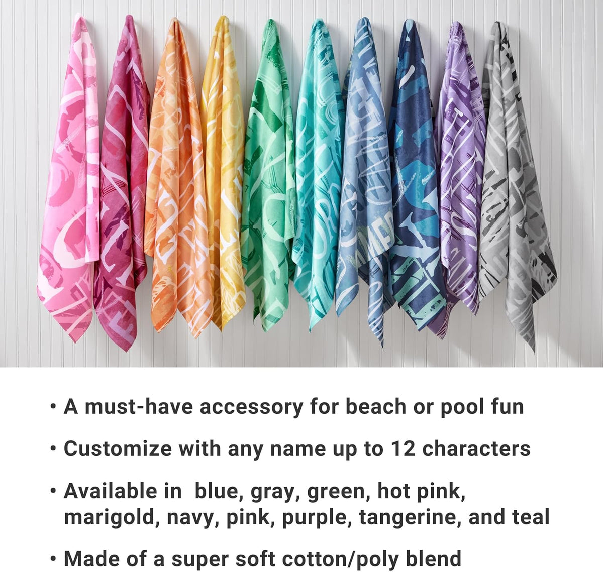 Let's Make Memories Personalized Beach Towel - Custom Cotton/Poly Blend Pool Towel - Personalize with Your Name - Standard Size - Hot Pink