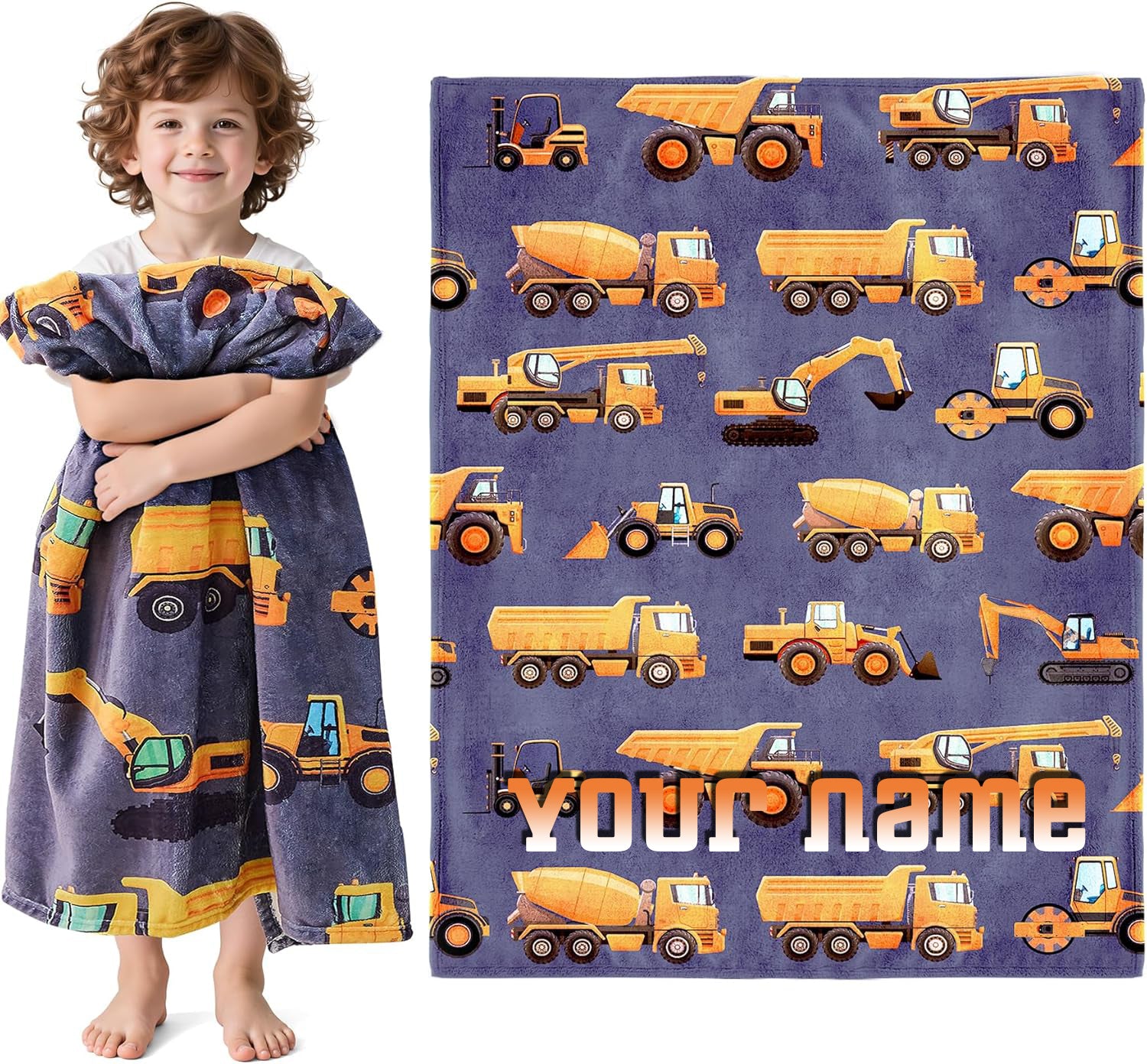 Kids Construction Truck Blanket for Boys Soft Fleece Kids Blanket for Couch Sofa Bedroom 3D Vehicles Excavator Cars Throw Blanket 50 x60 Multiple Sizes For Your Kids