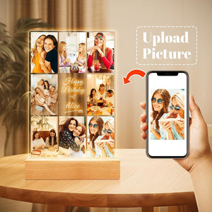 Custom Picture Frames with Photos, Personalized Photo Frame with Night Light, Customized Picture Frame, Personalized Christmas Birthday Gifts for Women, Men, Her, Him, Best Friends, Wife, Family