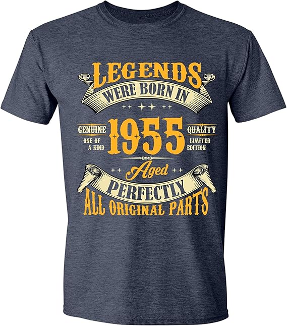 70th Birthday Shirt for Men, Legends were Born in 1955, Vintage 70 Years Old Tee T Shirt