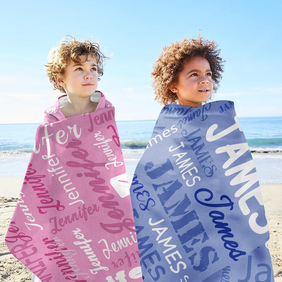 Personalized Kids Beach Towels Custom Sand Free Microfiber Beach Towel with Names & Monogram Customized Quick Dry Pool Towels for Girls Boys Standard Size Easter Gifts for Kids