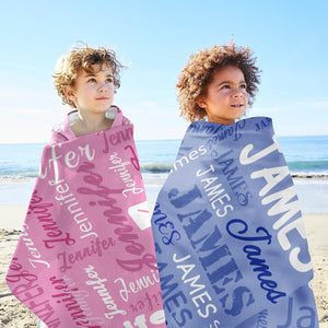 Personalized Kids Beach Towels Custom Sand Free Microfiber Beach Towel with Names & Monogram Customized Quick Dry Pool Towels for Girls Boys Standard Size Easter Gifts for Kids