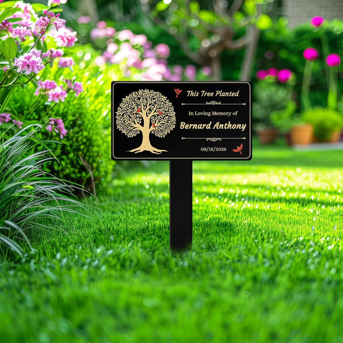 Custom Memorial Tree Sign with Stake, In Loving Memory of Loved Ones Grave Marker, Memorial Plaques for Outdoors, Remembrance Plaque Tree Memorial Garden Stake