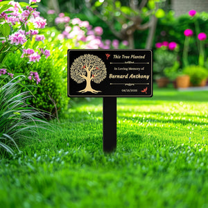 Custom Memorial Tree Sign with Stake, In Loving Memory of Loved Ones Grave Marker, Memorial Plaques for Outdoors, Remembrance Plaque Tree Memorial Garden Stake
