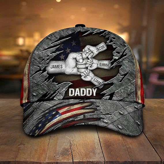 Custom Dad Hat with Kids Names, Papa Cap, New, 3D Hat, Vintage Baseball Hat, Dad Gifts, Papa Gifts
