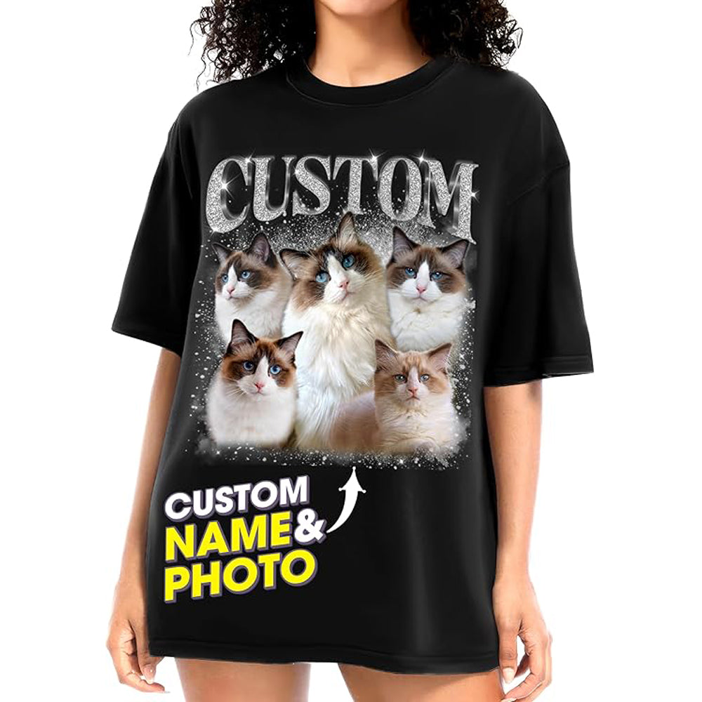 Custom Shirts Custom Bootleg Rap Shirt for Him Custom Face Shirt with Photo Pet Custom Tees Gift for Dog Cat Lover