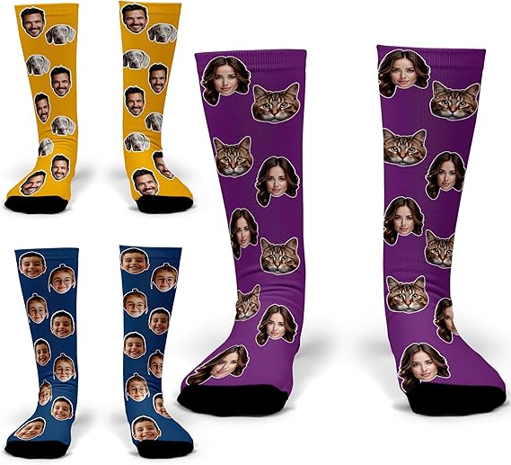 Personalized Custom Socks with Pet Faces Unique Crew Socks for Cat & Dog Enthusiasts