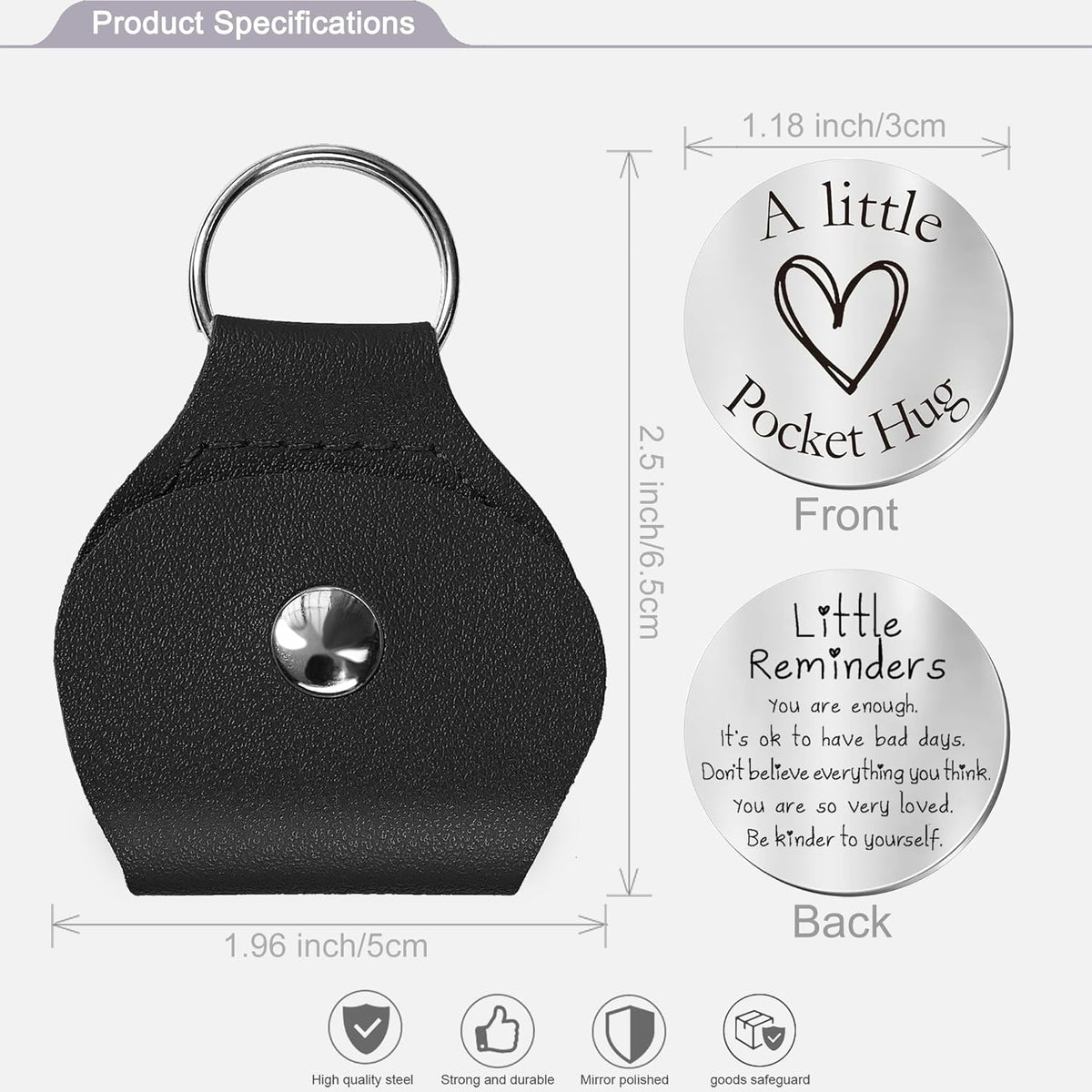 Pocket Hug Token keychain Gifts for Men Women Him Her Dad Mom Son Daughter Brothers Sisters Teacher Boy Girl Friends