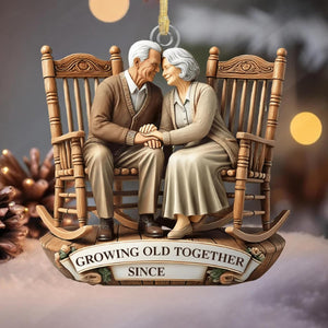 Growing Old Together Christmas Ornament, Personalized Couple Ornaments for Christmas Tree, Wife, Husband, Mom, Dad, Woman, Man, Decor, Standing Wooden Plaque