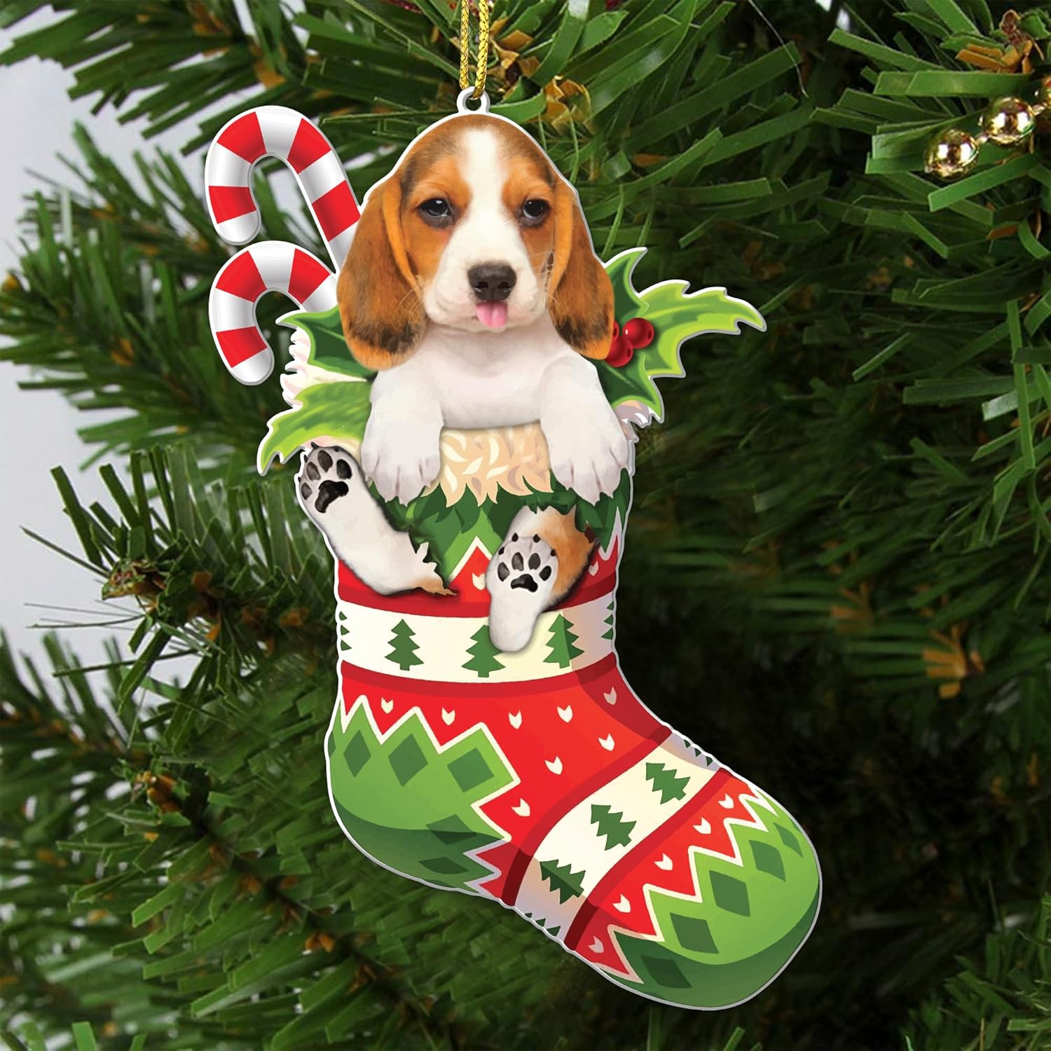 Dog Christmas Tree Ornament - Dog Lovers Gift Idea Xmas Decor - Cute Dog Christmas Tree Sock