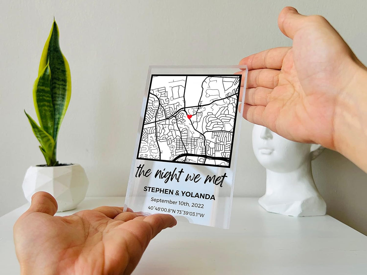 Custom Our First Date Map Block - Couple Map, Where It All Began, Gift for Her, Acrylic Plaque Couple Gift, Custom Location, Couples Gift, Gifts for Wife and Husband Anniversary