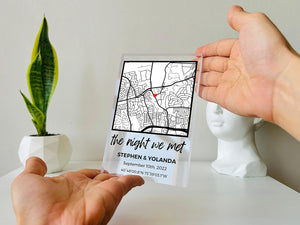 Custom Our First Date Map Block - Couple Map, Where It All Began, Gift for Her, Acrylic Plaque Couple Gift, Custom Location, Couples Gift, Gifts for Wife and Husband Anniversary